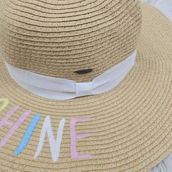 CC Beanie Women's Embroidered Floppy Brim Sun Hat Hello Sunshine - Picture 5 of 6